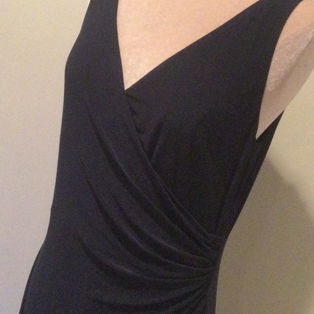 Ralph Lauren Navy Lace-Panel Jersey Gown Size 12 - Picture 10 of 13